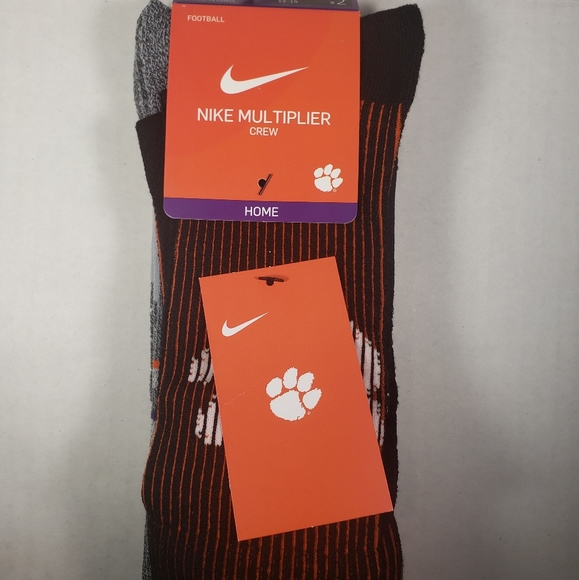 NWT Men's Clemson Tigers Nike Multiplier 2 Pairs Crew Socks - Picture 2 of 10